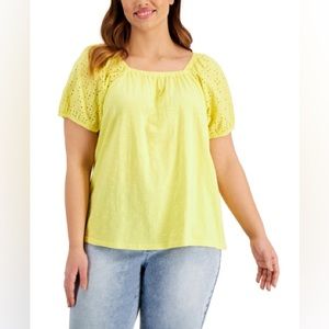 (PP:NWT) $39.50|Style & Co Cotton Off-the-Shoulder, Sunbeam Yellow